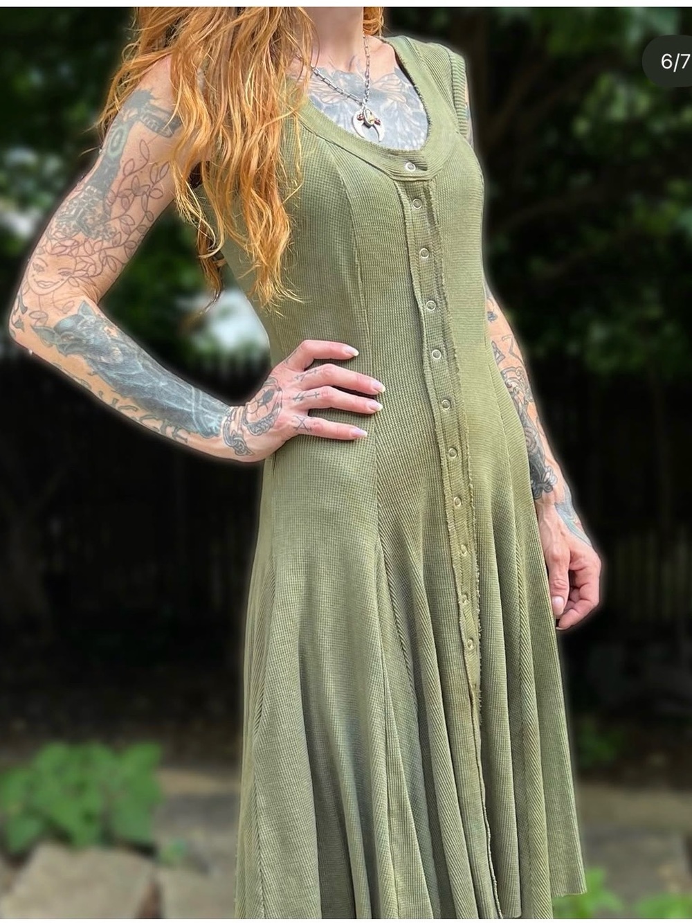 Hagcraft Farm organic cotton thermal dress green m medium fairy hippie NWT